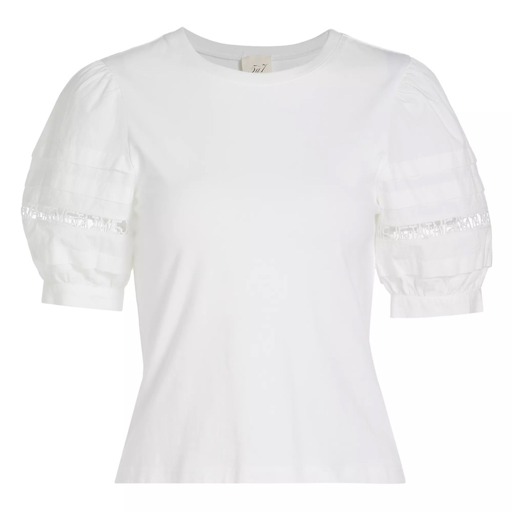 Corianna White Puff-Sleeve Je T'aime Top for woman